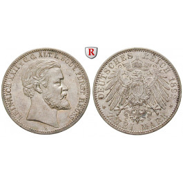 Deutsches Kaiserreich, Reuss-Greiz, Heinrich XXII., 2 Mark 1892, Portrait / Reichsadler, A, vz+, J. 117