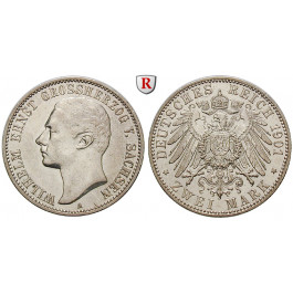 Deutsches Kaiserreich, Sachsen-Weimar-Eisenach, Wilhelm Ernst, 2 Mark 1901, A, vz, J. 157