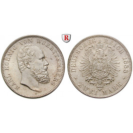 Deutsches Kaiserreich, Württemberg, Karl, 2 Mark 1888, F, st, J. 172