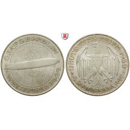 Weimarer Republik, 5 Reichsmark 1930, Zeppelin, A, st, J. 343