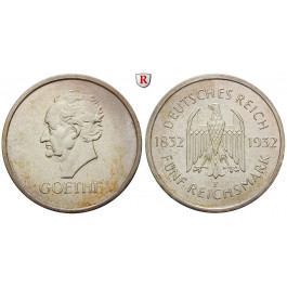 Weimarer Republik, 5 Reichsmark 1932, Goethe, F, f.st, J. 351