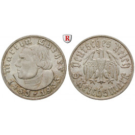 Drittes Reich, 5 Reichsmark 1933, Luther, D, st, J. 353