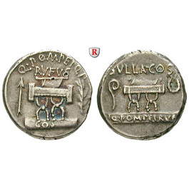 Römische Republik, Q. Pompeius Rufus, Denar 54 v.Chr., ss+