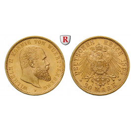 Deutsches Kaiserreich, Württemberg, Wilhelm II., 20 Mark 1894, F, f.st, J. 296