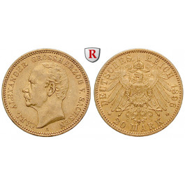 Deutsches Kaiserreich, Sachsen-Weimar-Eisenach, Carl Alexander, 20 Mark 1896, A, vz, J. 282