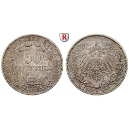 Deutsches Kaiserreich, 50 Pfennig 1900, J, ss+, J. 15