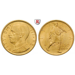 Italien, Königreich, Vittorio Emanuele III., 50 Lire 1931, 3,96 g fein, st