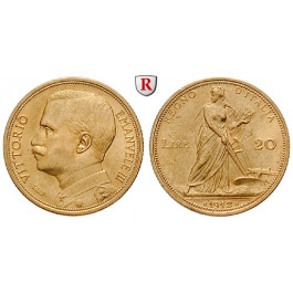 Italien, Königreich, Vittorio Emanuele III., 20 Lire 1912, 5,81 g fein, f.st