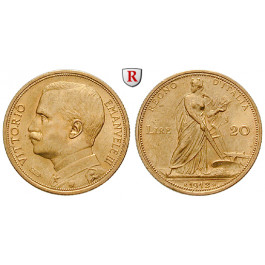 Italien, Königreich, Vittorio Emanuele III., 20 Lire 1912, 5,81 g fein, f.st