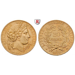 Frankreich, II. Republik, 20 Francs 1850, 5,81 g fein, vz+