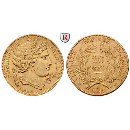 Frankreich, II. Republik, 20 Francs 1849, 5,81 g fein, vz-st