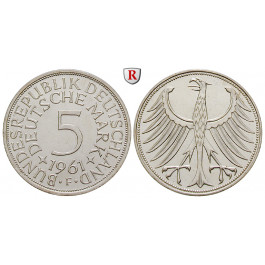 Bundesrepublik Deutschland, 5 DM 1961, F, f.st, J. 387