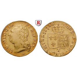 Frankreich, Louis XVI., Louis d´or au buste nu 1786, 6,89 g fein, ss