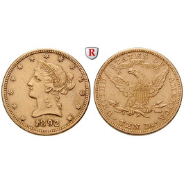 USA, 10 Dollars 1892, 15,05 g fein, f.vz