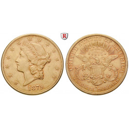 USA, 20 Dollars 1879, 30,09 g fein, ss-vz