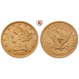 USA, 5 Dollars 1900, 7,52 g fein, ss