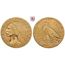 USA, 5 Dollars 1909, 7,52 g fein, ss-vz