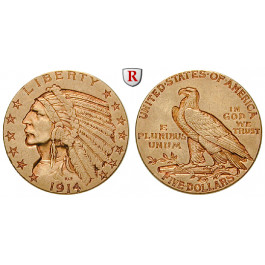 USA, 5 Dollars 1914, 7,52 g fein, ss-vz