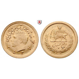 Iran, Mohammed Riza Pahlevi, 1/4 Pahlavi 1956-1979, 1,83 g fein, vz-st