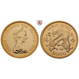 Hong Kong, Elisabeth II., 1000 Dollars 1976, 14,64 g fein, f.st