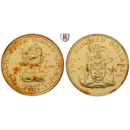 Bahamas, Elizabeth II., 200 Dollars 1975, 10,01 g fein, st