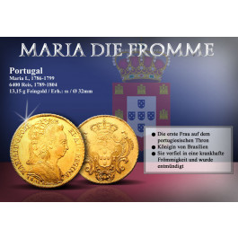 Portugal, Maria I., 6400 Reis 1789-1805, 13,15 g fein, ss
