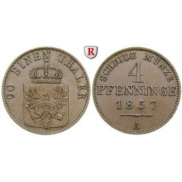 Brandenburg-Preussen, Königreich Preussen, Friedrich Wilhelm IV., 4 Pfennig 1857, vz