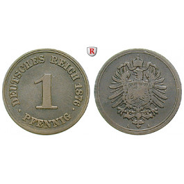 Deutsches Kaiserreich, 1 Pfennig 1876, A, ss+, J. 1