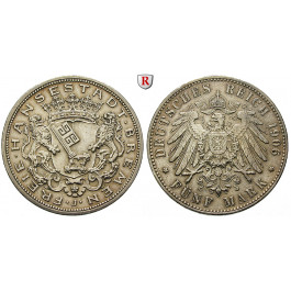Deutsches Kaiserreich, Bremen, 5 Mark 1906, J, ss+, J. 60