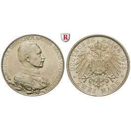 Deutsches Kaiserreich, Preussen, Wilhelm II., 2 Mark 1913, Regierungsjubiläum, A, vz/vz-st, J. 111