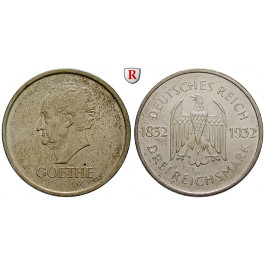 Weimarer Republik, 3 Reichsmark 1932, Goethe, A, vz-st, J. 350