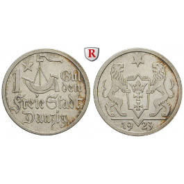 Nebengebiete, Danzig, 1 Gulden 1923, Kogge, vz+, J. D7