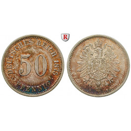 Deutsches Kaiserreich, 50 Pfennig 1875, B, f.st, J. 7