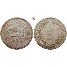 Nebengebiete, Deutsch-Neuguinea, 5 Neu-Guinea Mark 1894, Paradiesvogel, A, 24,99 g fein, f.vz, J. 707