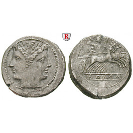 Römische Republik, Romano-kampanische Prägungen, Didrachme (Quadrigatus) 225-212 v.Chr., ss+