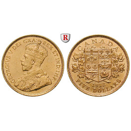 Kanada, George V., 5 Dollars 1912, 7,52 g fein, vz+