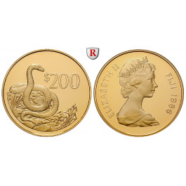 Fiji Inseln, Elizabeth II., 200 Dollars 1986, 14,65 g fein, PP