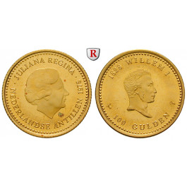 Niederländische Antillen, Juliana, 100 Gulden 1978, 6,05 g fein, PP