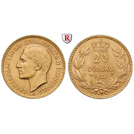 Jugoslawien, Alexander I., 20 Dinara 1925, 5,81 g fein, vz-st