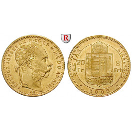 Ungarn, Franz Joseph I., 8 Forint 1883, 5,81 g fein, vz-st