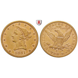 USA, 10 Dollars 1881, 15,05 g fein, vz