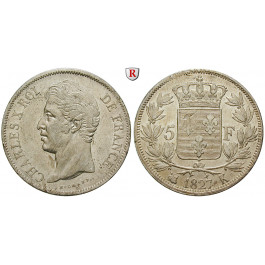 Frankreich, Charles X., 5 Francs 1827, f.vz