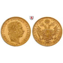 Österreich, Kaiserreich, Franz Joseph I., Dukat 1866-1872, 3,44 g fein, vz