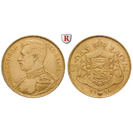 Belgien, Königreich, Albert I., 20 Francs 1914, 5,81 g fein, vz