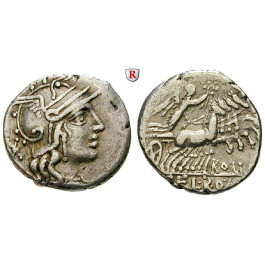 Römische Republik, Q. Marcius mit C. Fabius (?) und L. Roscius(?), Denar 118-117 v.Chr., ss
