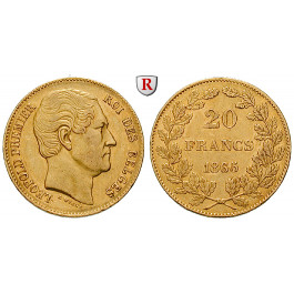 Belgien, Königreich, Leopold I., 20 Francs 1865, 5,81 g fein, ss+