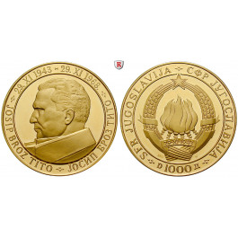 Jugoslawien, Republik, 1000 Dinara 1968, 70,38 g fein, PP