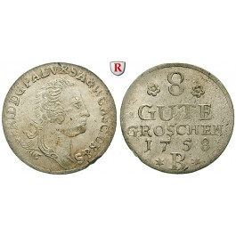 Anhalt, Anhalt-Bernburg, Victor Friedrich, 8 Gute Groschen 1758, vz