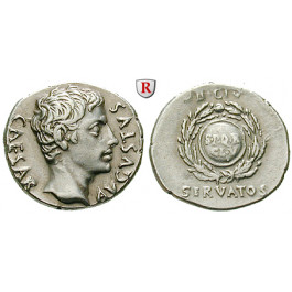 Römische Kaiserzeit, Augustus, Denar um 19 v.Chr., f.vz