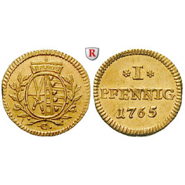Sachsen, Albertinische Linie, Friedrich August III., Pfennig (Goldabschlag) 1765, st